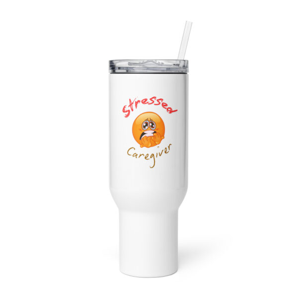 Stressed Caregiver Travel mug with a handle - Image 4