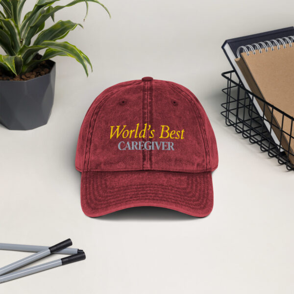 World's Best Caregiver Vintage Cotton Twill Cap - Image 2